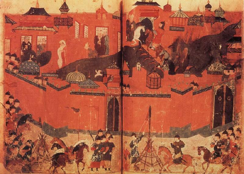 unknow artist The Mongolen Sturmen and conquer Baghdad in 1258